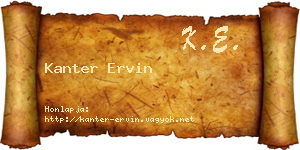 Kanter Ervin névjegykártya